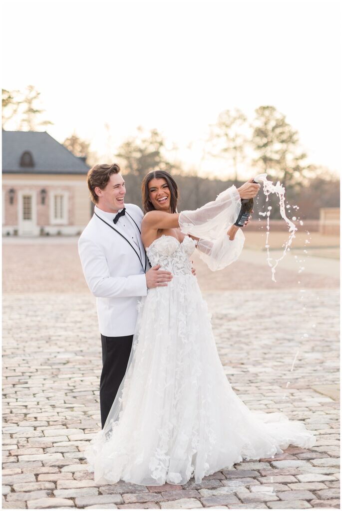 Bride Popping Champagne | Champagne Pop Wedding