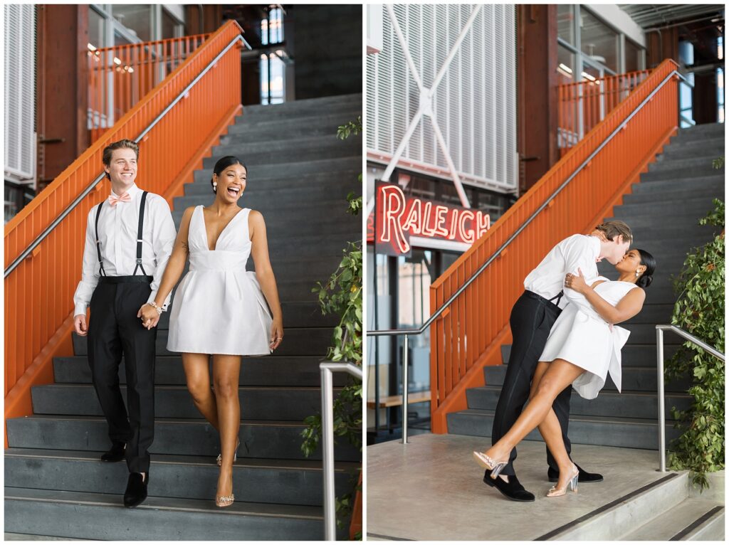 Bride Groom Photos on Stairwell | Stairwell Photo Ideas for Bride and Groom