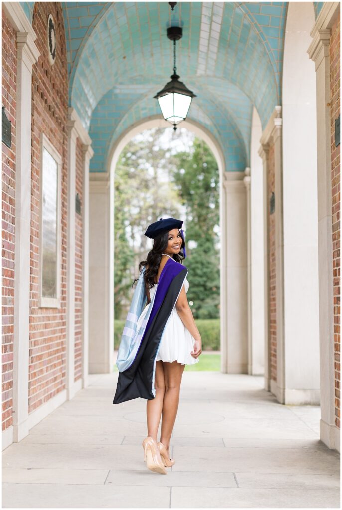 Graduate Wearing Cap and Stole | UNC Grad Photos at Bell Tower | Chapel Hill Senior Photographer