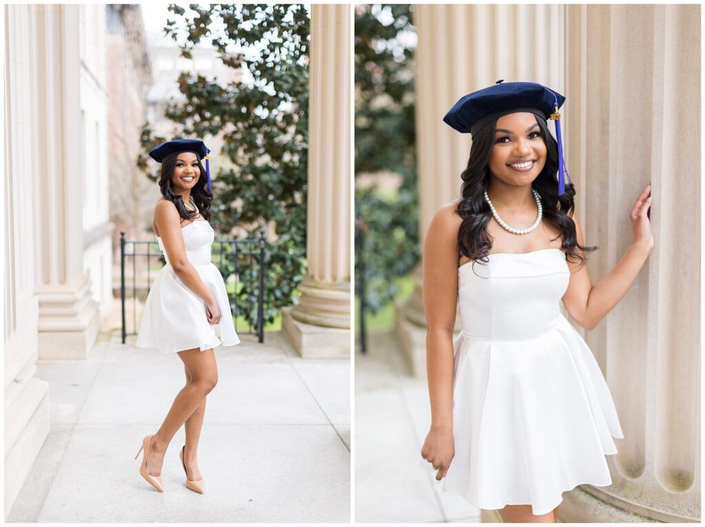 Grad Photos Wearing Cap | Outfit Inspiration for Grad Photos | Chapel Hill Grad Photographer