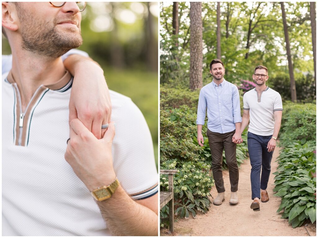 Romantic Garden Photoshoot | LGBTQ Couple | Engagement Photoshoot at WRAL Gardens | Raleigh Engagement Photos