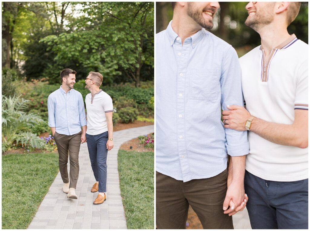 Engagement Photos in Garden for a same sex couple | Raleigh Engagement Photos
