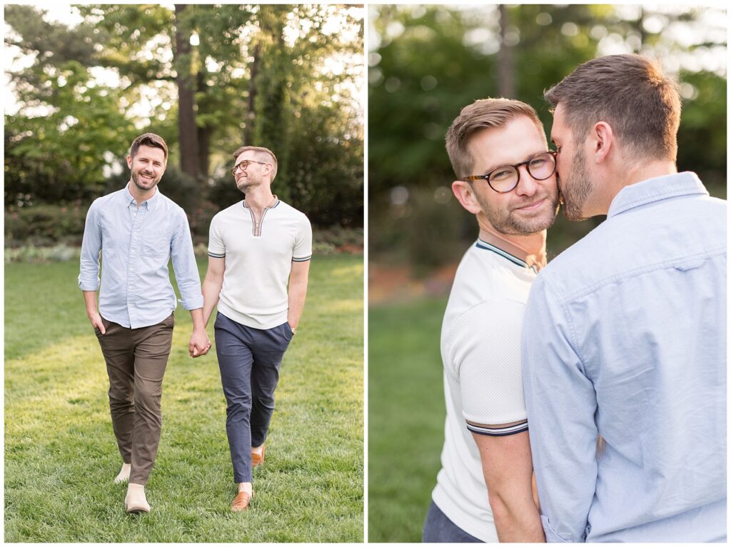 LGBTQ Romantic Garden Photo Ideas | Garden Engagement Session Outfit Ideas | Raleigh Engagement Photos