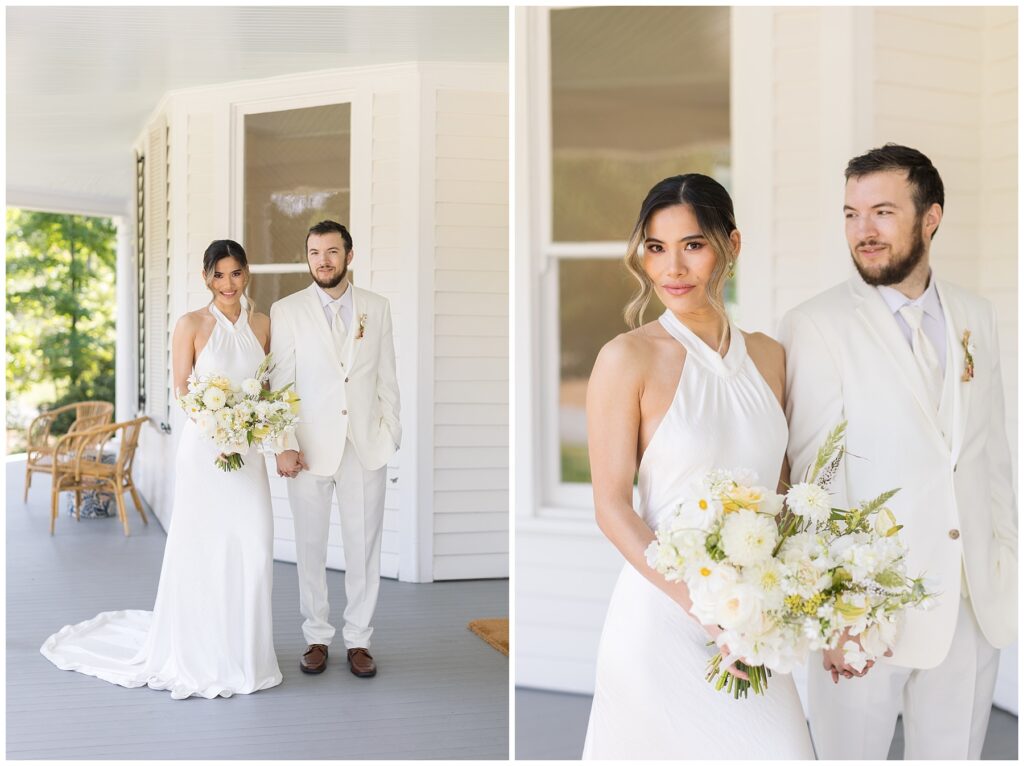 All White Summer Wedding Inspiration | White Groom Suit | Bride Dress Inspo | The Upchurch Wedding