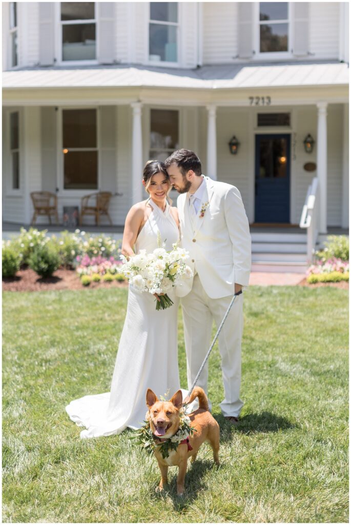 Wedding with a Dog Inspiration | Bride and Groom Photos with a Dog | Historic Wedding Venue in Cary NC | The Upchurch Wedding Photographer