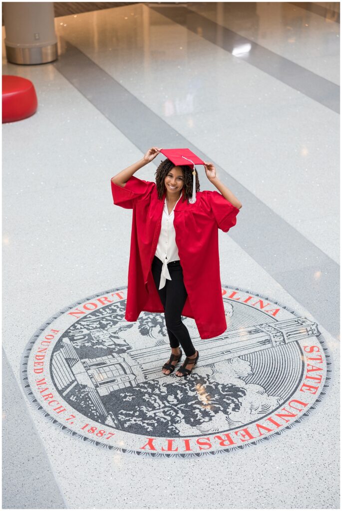 NCSU Senior Photos on Campus In Raleigh, North Carolina | Grad photos in Talley Student Union | Sarah Hinckley Photography