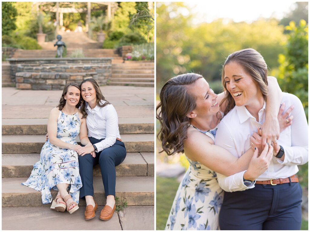 LGBTQ Photos on Stairs | Same Sex Couple Photos in Garden | Duke Gardens Photographer