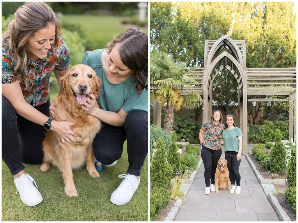 LGBTQ Engagement with Dogs at Duke Gardens | Engagement Photos with Golden Retriever | Durham Engagement Photographer
