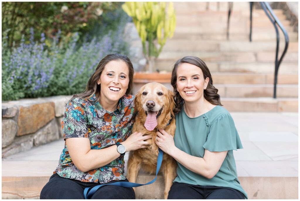 LGBTQ Engagement with Dogs at Duke Gardens | Engagement Photos with Golden Retriever | LGBTQ Engagement Photographer