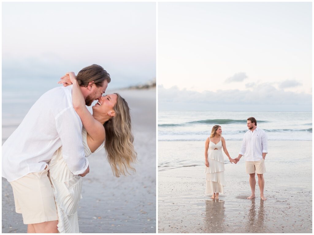 Surf City Beach Engagement | Engaged Couple on the Beach | Sunrise Beach Engagement Photo Inspiration