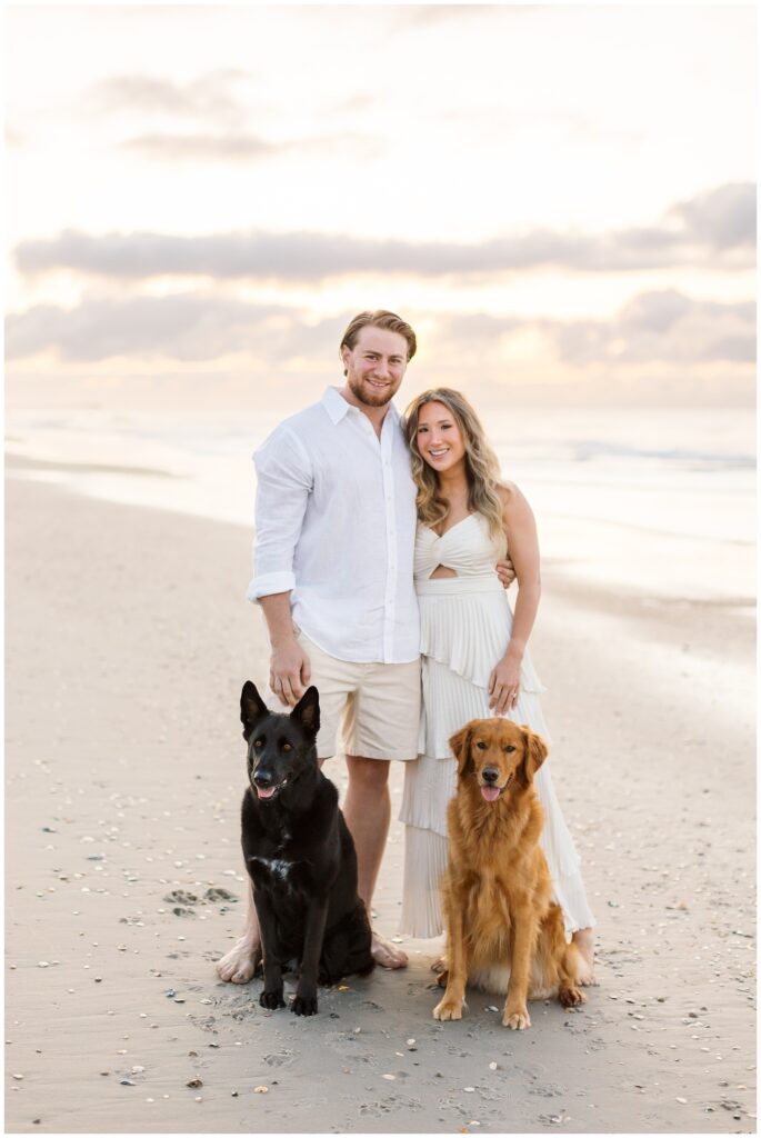 Engagement Photos with Dogs | Sunrise Beach Engagement with Dogs