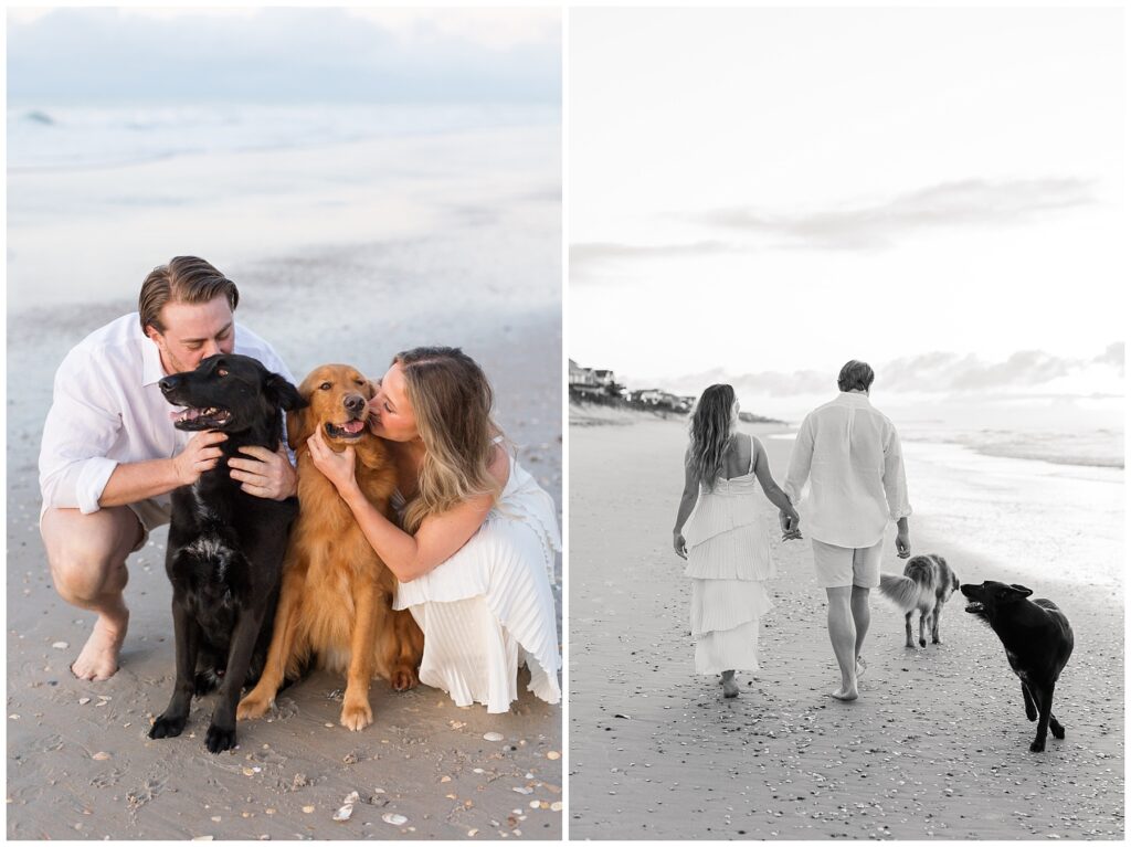 Engaged Couple with Dogs | Topsail Beach Engagement Photos with Dogs | Wilmington Engagement Photographer