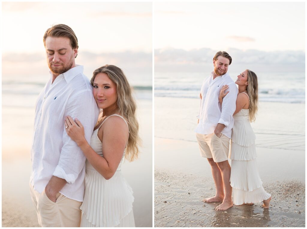 Sunrise Engagement Session at Topsail Beach | Couple Posing Inspiration