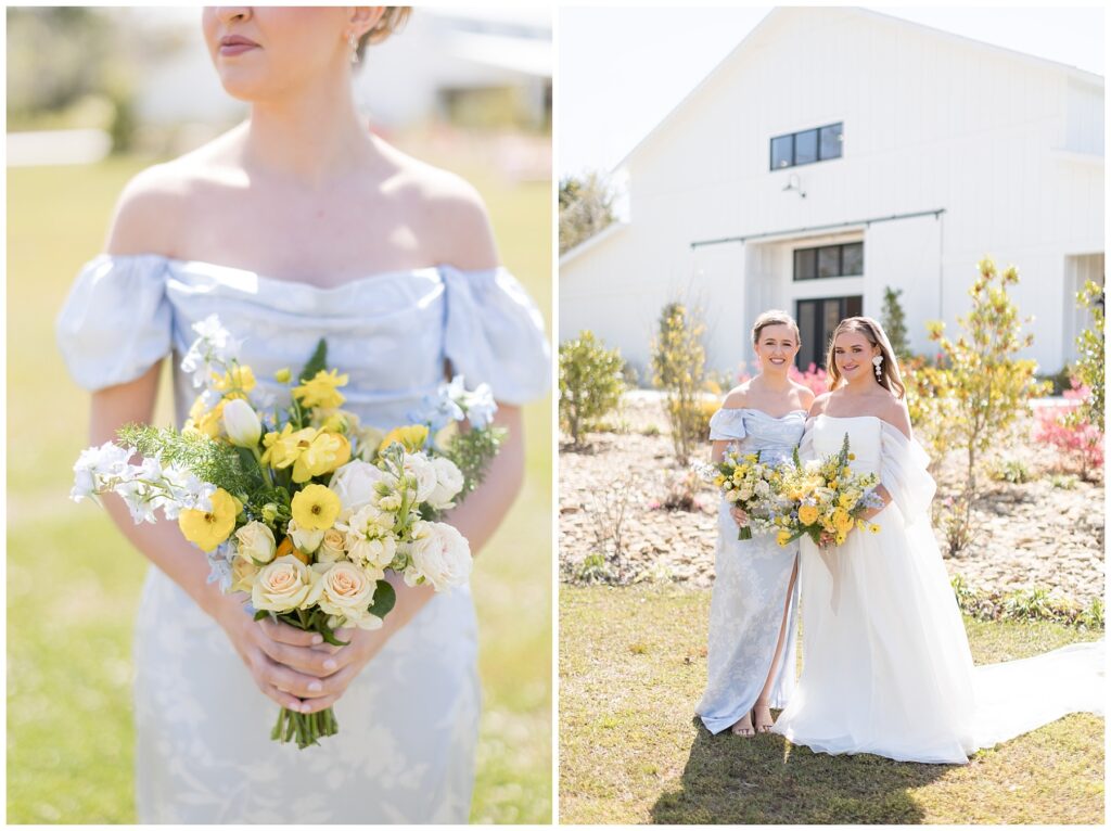 Yellow Bridesmaid Bouquet | Bridesmaid Bouquet Inspiration | White Oaks Farm Wedding