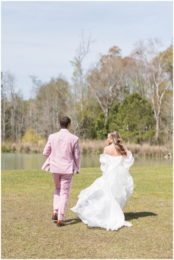 Bride Groom Photos by Lake | White Oaks Farm Wedding | Myrtle Beach Wedding Photographer