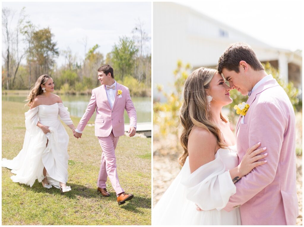 Pastel Wedding Inspiration | Pink Groom Suit | White Oaks Farm Wedding