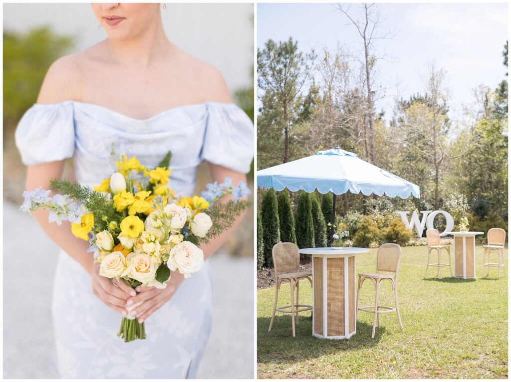 Yellow Bridesmaid Bouquet | Wedding Venue Inspiration | White Oaks Farm Wedding