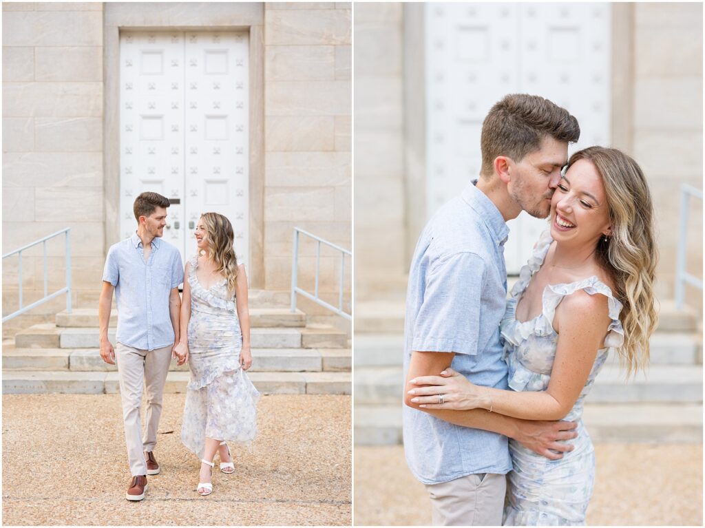 Anniversary Photos near Stairs | Couples Portraits in Downtown Raleigh | Raleigh Photographer
