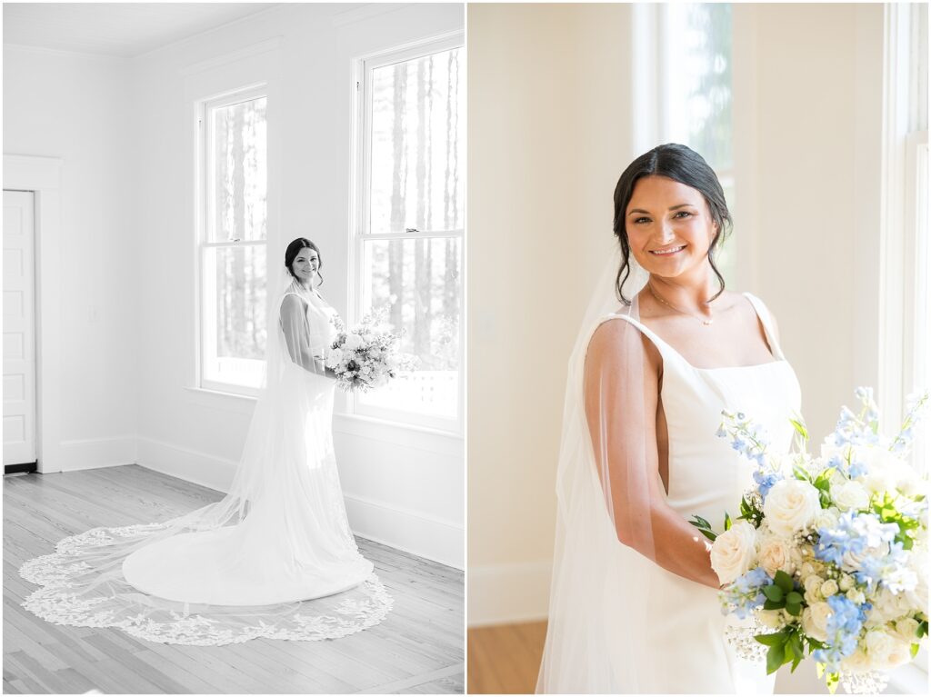 Bridal Portraits at The Upchurch | Bridal Portraits by Window | Bridal Bouquet Inspiration | Bridal Portrait Photographer