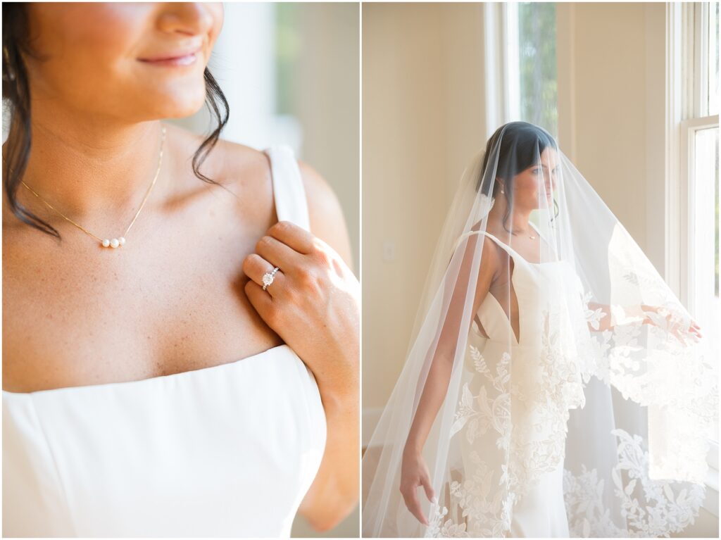 Bridal Portraits at The Upchurch | Bridal Portraits with Veil | Bridal Jewelry Inspiration | Bridal Portrait Photographer