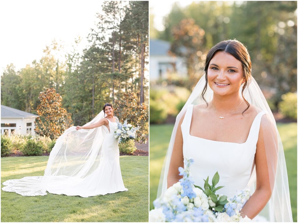 Golden Hour Bridal Portraits on the lawn | Bridal Photo Inspiration | The Upchurch Bridal Portraits | Raleigh Wedding Photographer