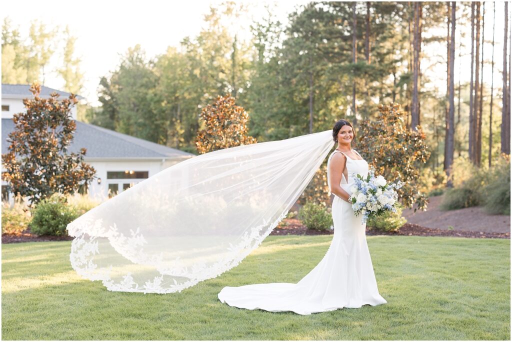 Bridal Portraits with the veil flying in the wind | Bridals at the Upchurch in Cary | Sarah Hinckley Photography