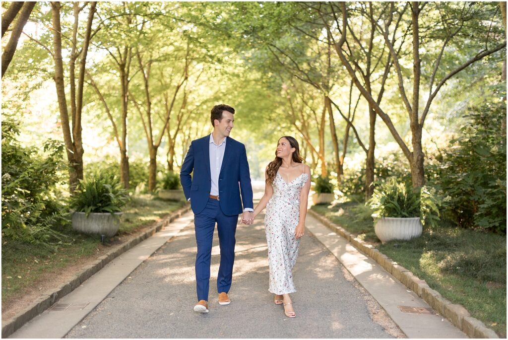 Engagement at Duke Gardens | Summer Engagement Photos | Couple Holding hands | NC Engagement Photographer 