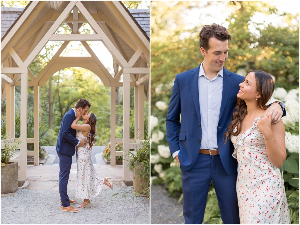 Duke Gardens Engagement | Engagement Photo Ideas | Engagement Photos with White Flowers | NC Engagement Photographer 