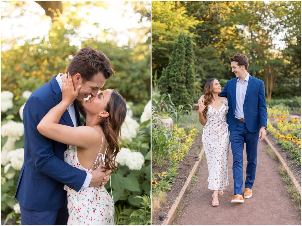 Duke Gardens Engagement | Engagement Photo Inspiration | Engagement Photos with White Flowers | NC Engagement Photographer 