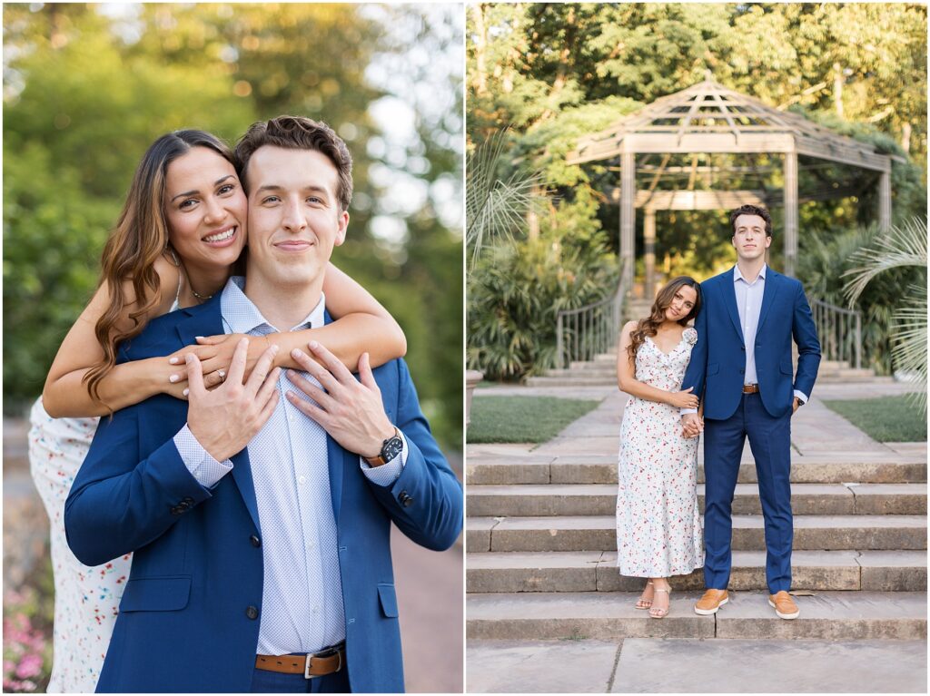 Duke Gardens Engagement | Engaged Couple Photos | Engagement Photos by Stairs | NC Engagement Photographer 