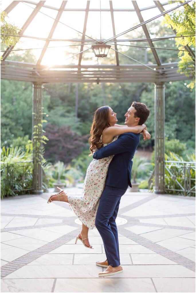 Duke Gardens Engagement | Romantic Engagement Photo Ideas | Engagement Photos under Pergola | NC Engagement Photographer 