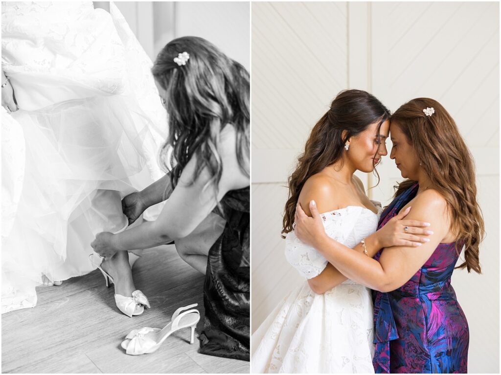 Bride Getting Ready | Mother Daughter Wedding Photos | Bride Wedding Shoes | Raleigh NC Wedding Photographer