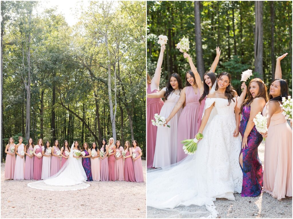 Bride with Bridal Party Photos | Bridesmaid Dress Inspiration | Raleigh NC Wedding Photographer