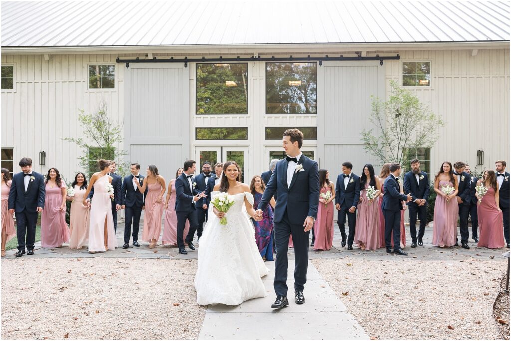 Bride and Groom with Wedding Party Photos | Wedding Party Photo Ideas | Carolina Grove Wedding Photographer | Raleigh NC Wedding Photographer