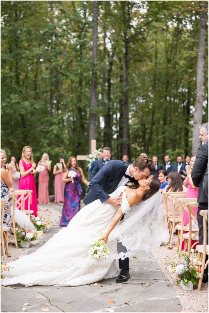 Bride and Groom Just Married Photos | Bride and Groom Exit Kiss | Carolina Grove Wedding Photographer | Raleigh NC Wedding Photographer