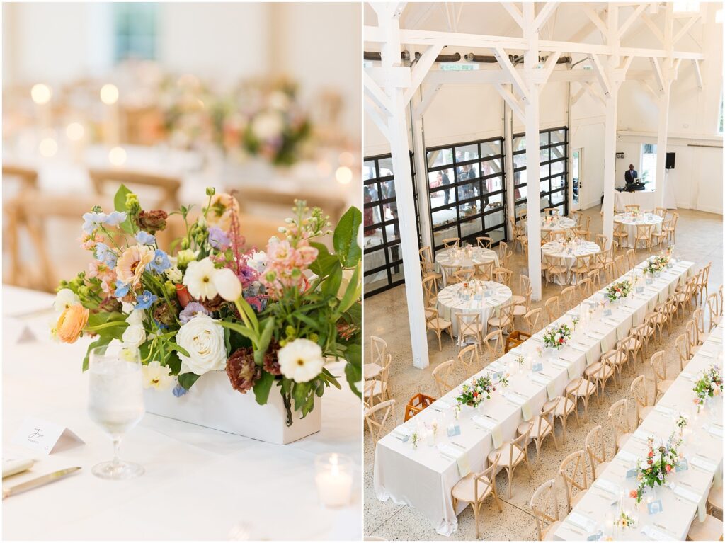 Wedding Reception Photos | Wedding Reception Table Decor | Wedding Flowers | Carolina Grove Wedding | Raleigh NC Wedding Photographer