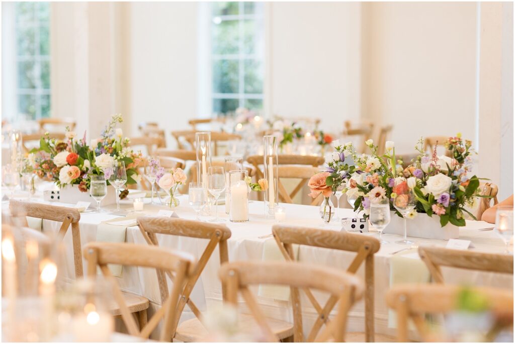 Wedding Reception Photos | Wedding Reception Table Decor | Wedding Flowers | Carolina Grove Wedding | Raleigh NC Wedding Photographer