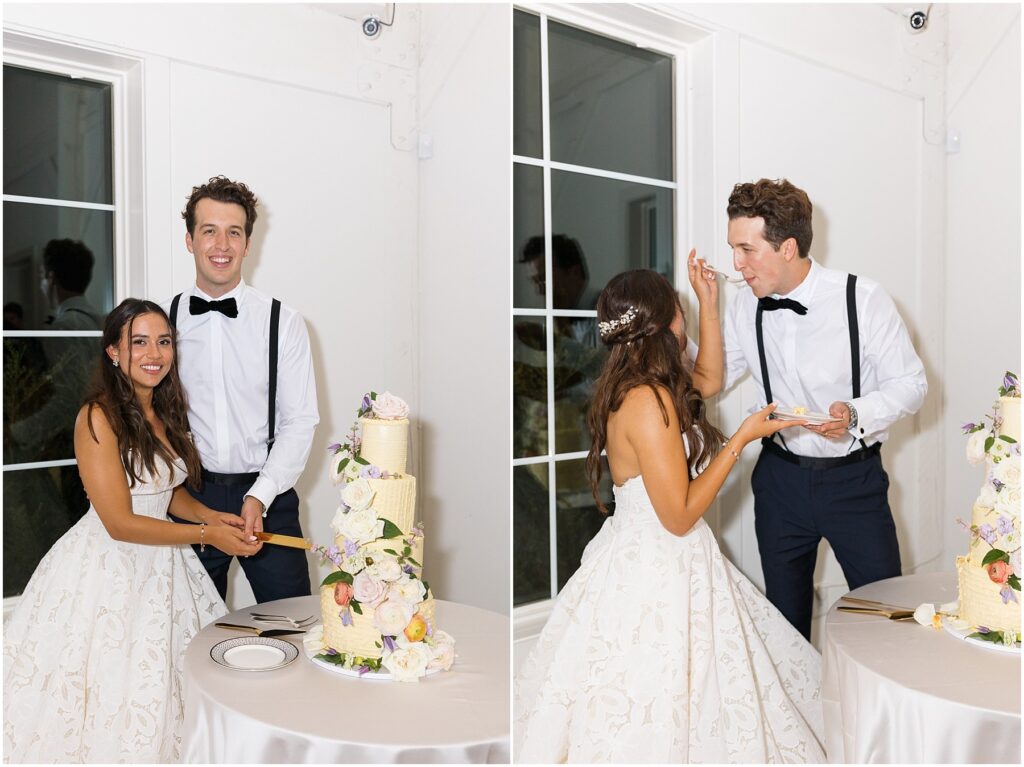 Bride and Groom Cutting Cake | Carolina Grove Wedding | Raleigh NC Wedding Photographer