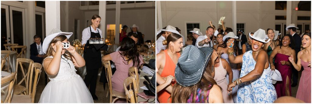 Wedding Guests Dancing with Cowboy Hats | Carolina Grove Wedding | Raleigh NC Wedding Photographer