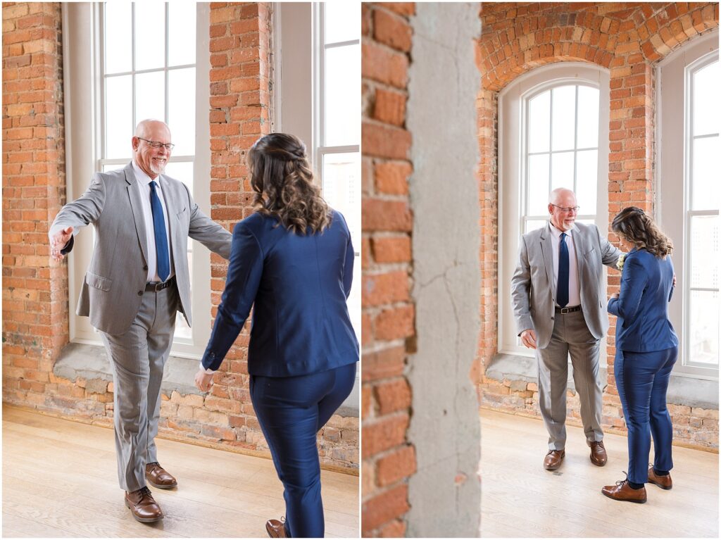 Bride and Father First Look | Durham Wedding Photographer | Wedding at The Cotton Room | Sarah Hinckley Photography