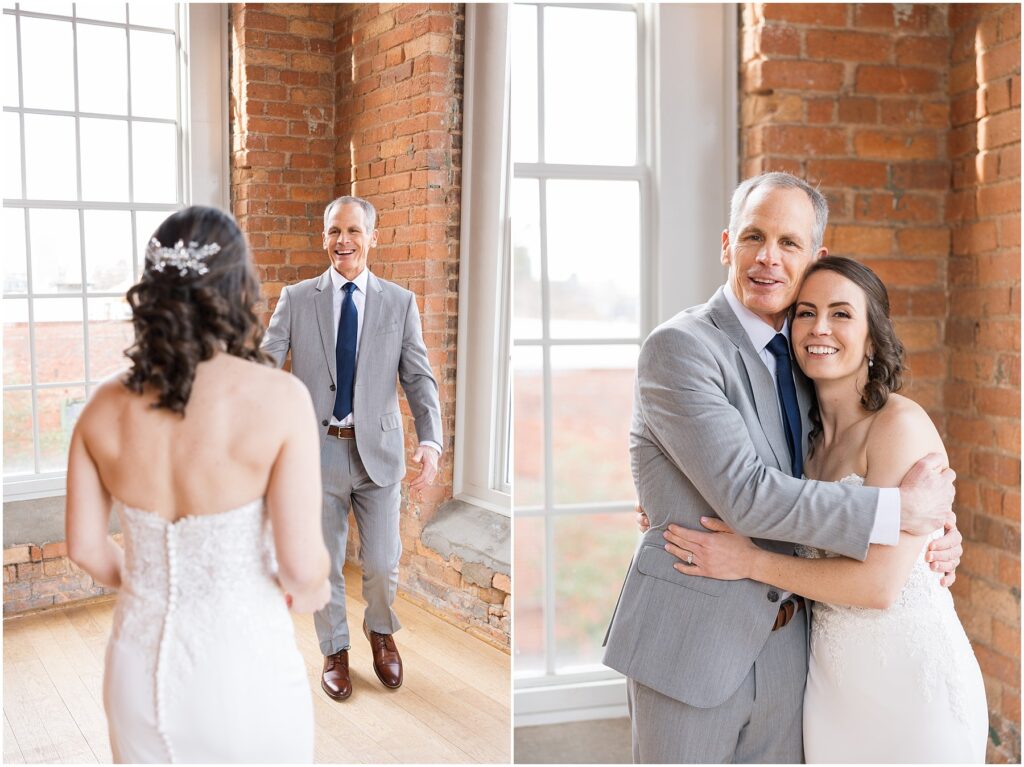 Bride and Father First Look | Durham Wedding Photographer | Wedding at The Cotton Room | Sarah Hinckley Photography