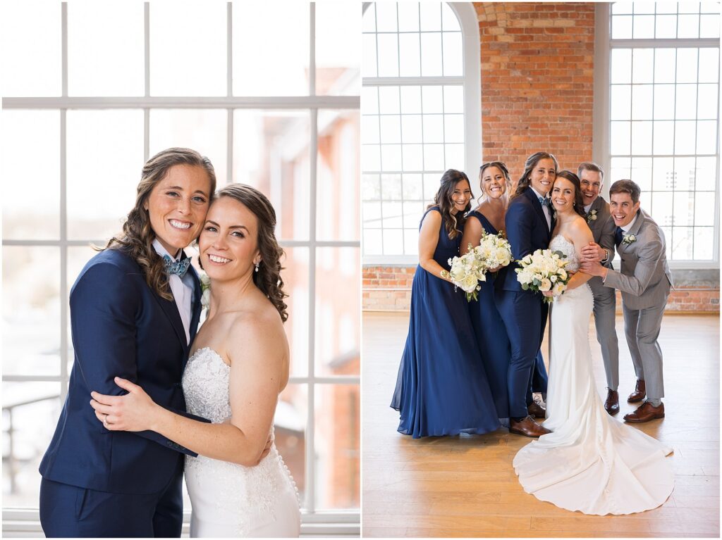 Brides with Wedding Party | Same Sex Wedding | Durham Wedding Photographer | Wedding at The Cotton Room | Sarah Hinckley Photography