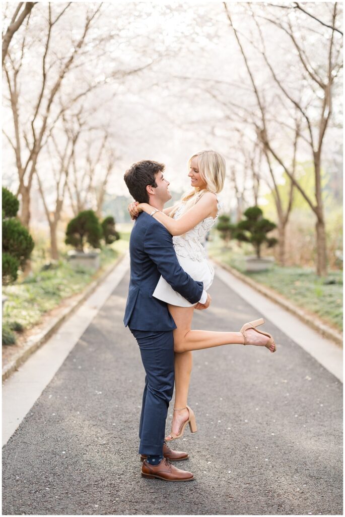 Couples portraits | Duke Gardens | Cherry Blossom Trees | Duke University Senior | Duke University Grad | Durham Senior Photographer