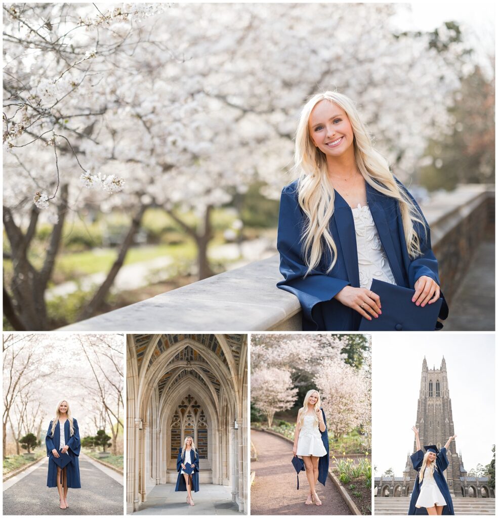 duke chapel | Cherry Blossom Trees | Duke University Senior | Duke University Grad | Durham Senior Photographer