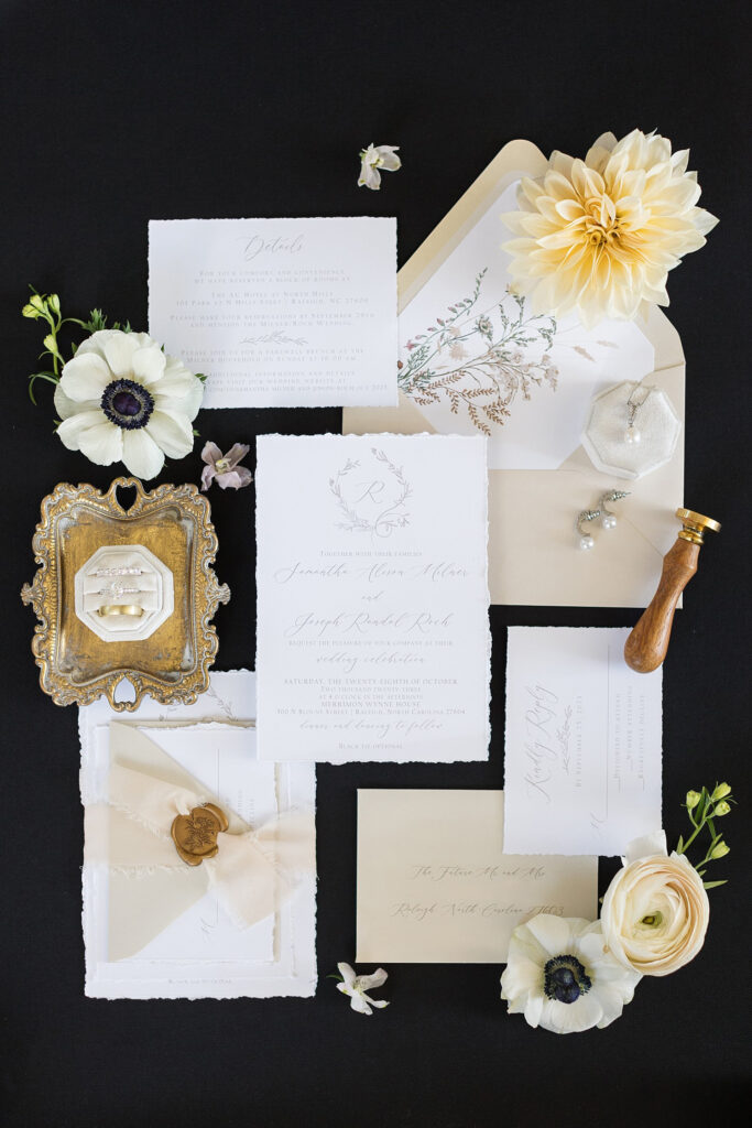 Black and white Wedding Invitation Inspiration | Classic and Timeless Wedding | Merrimon-Wynne Wedding | Raleigh NC Wedding Photographer 