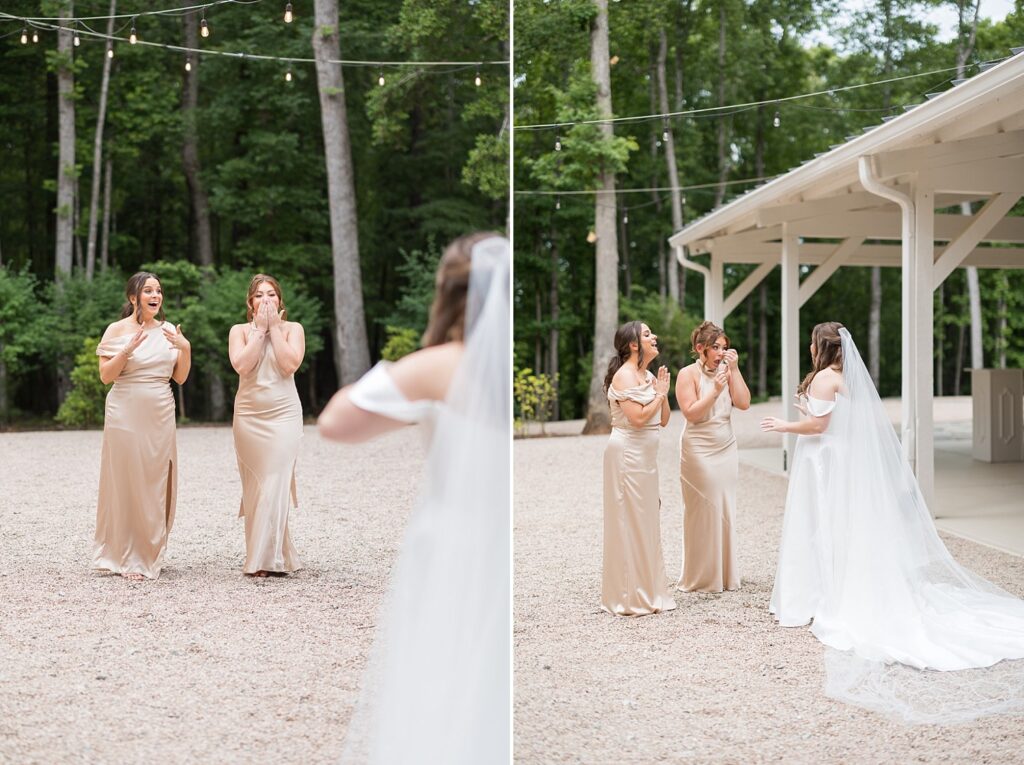 First look with bridesmaids | first look inspiration | carolina grove wedding | carolina grove wedding photographer | classic wedding venue 