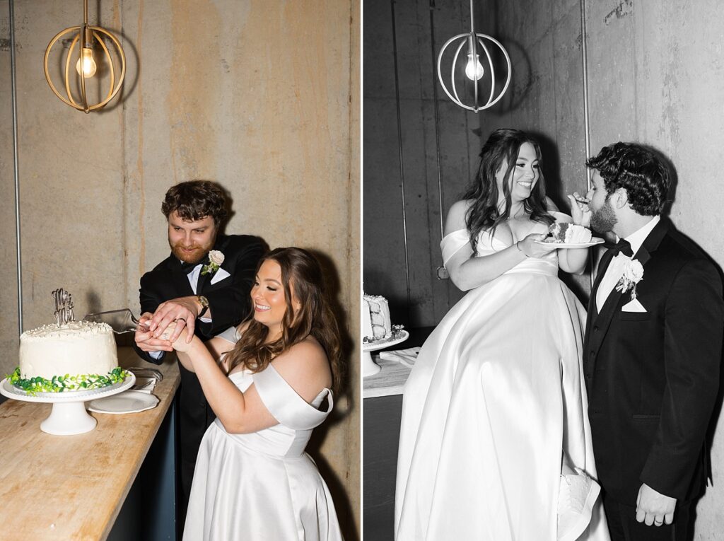 bride and groom cutting cake | wedding cake | carolina grove wedding | carolina grove wedding photographer | classic wedding venue 