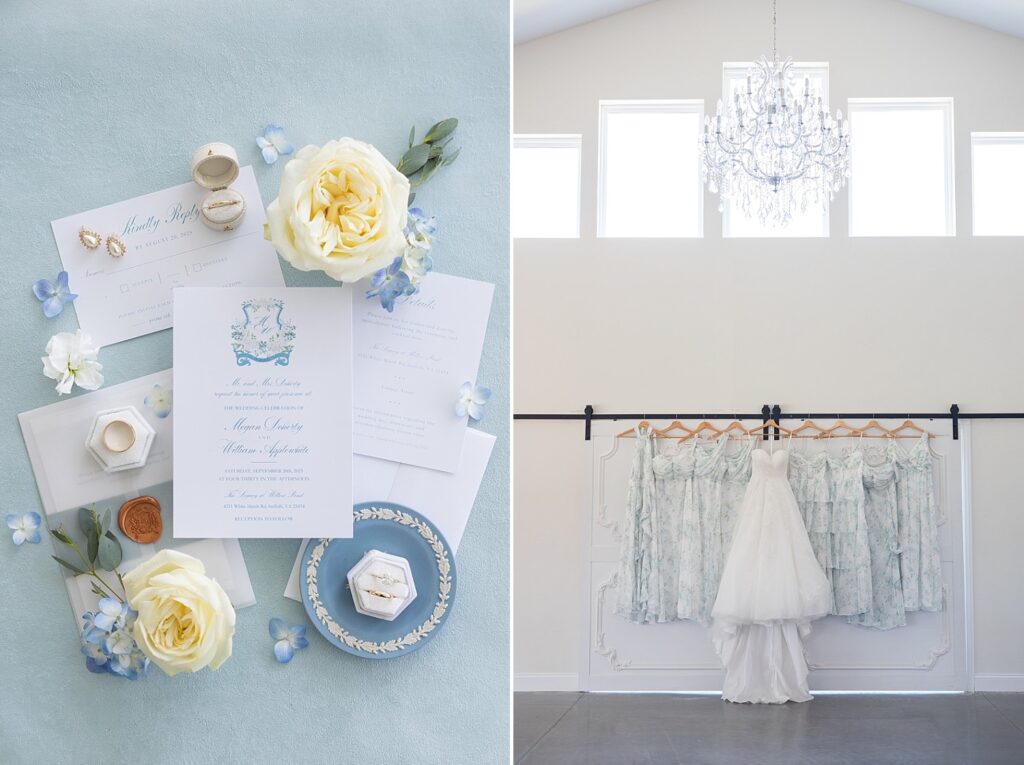 wedding dress, bridesmaid dresses, wedding details, wedding invitations, the legacy at willow pond wedding, classic wedding venue, wedding inspiration, Virginia wedding photos