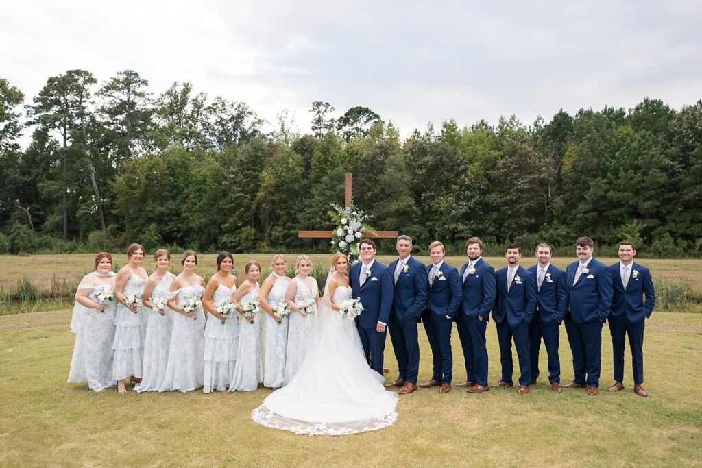 wedding party, bridesmaids, bride, groom, groomsmen, the legacy at willow pond, Raleigh wedding photographer, Virginia wedding venue, classic wedding venue