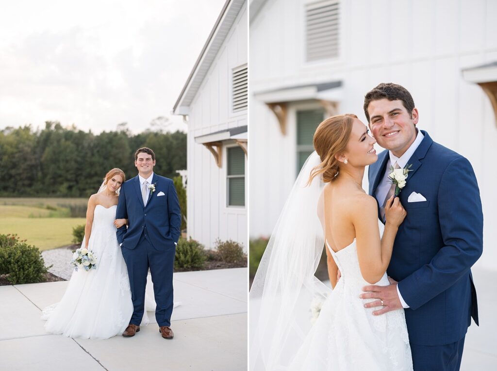 bride and groom portraits, the legacy at willow pond, Raleigh wedding photographer, Virginia wedding venue, classic wedding venue